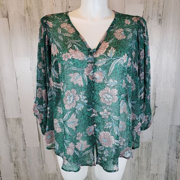 Torrid Floral Chiffon Lurex Top Sz 1X - Picture 3 of 11
